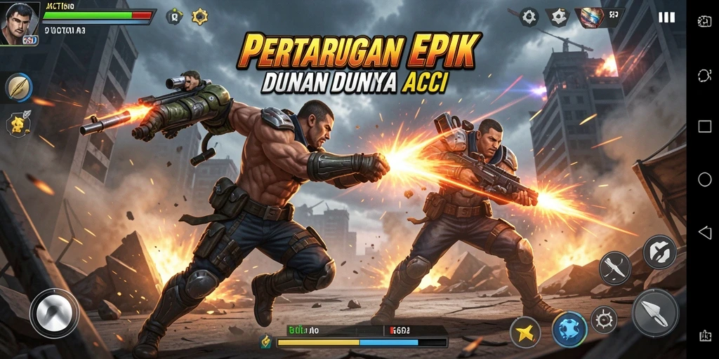 Screenshot utama menampilkan aksi seru dan kontrol intuitif dalam game.